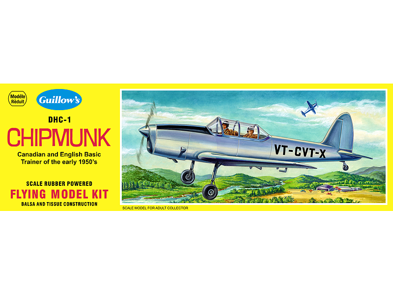 Guillow's 1/24 De Haviland DHC-1 Chipmunk Rubber Pwrd Model Kit - Click Image to Close