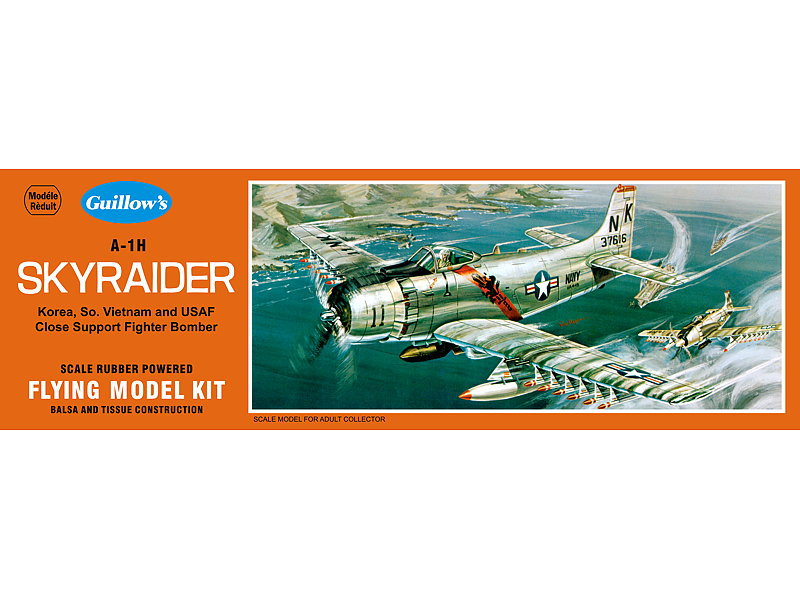 Guillow's 1/35 A-1H Skyraider Rubber Powered Model Kit (1) - Click Image to Close