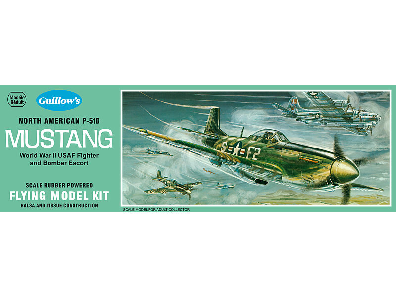 Guillow's 1/25 N.A. P-51D Mustang Rubber Powered Model Kit (1)