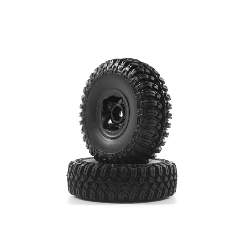 Hobby Plus CR-18 1.0" T-Finder A/T Tire Mounted (Black Wheel)(4)