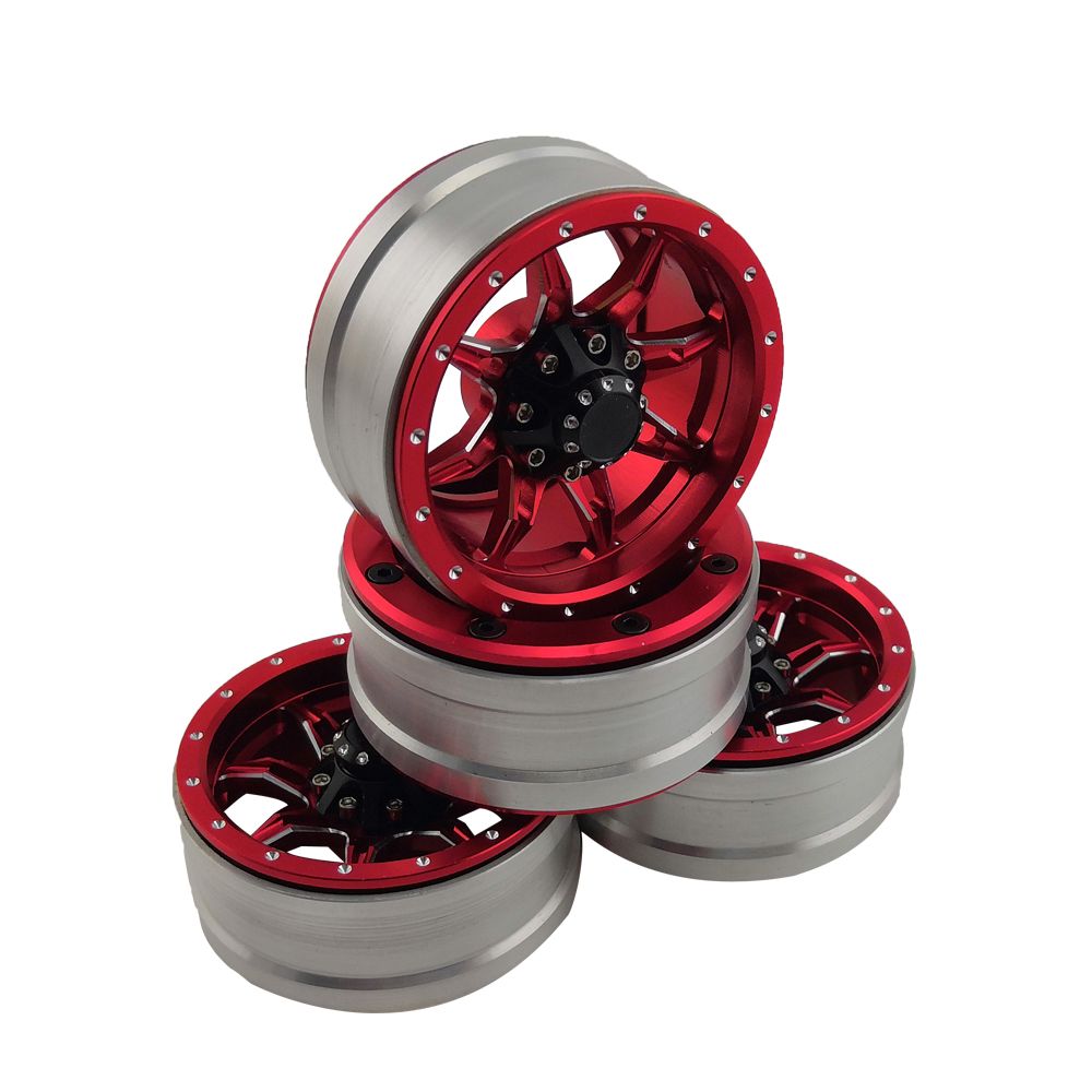Hobby Details 1.9" Aluminum Wheels - Spider (4) (Red)