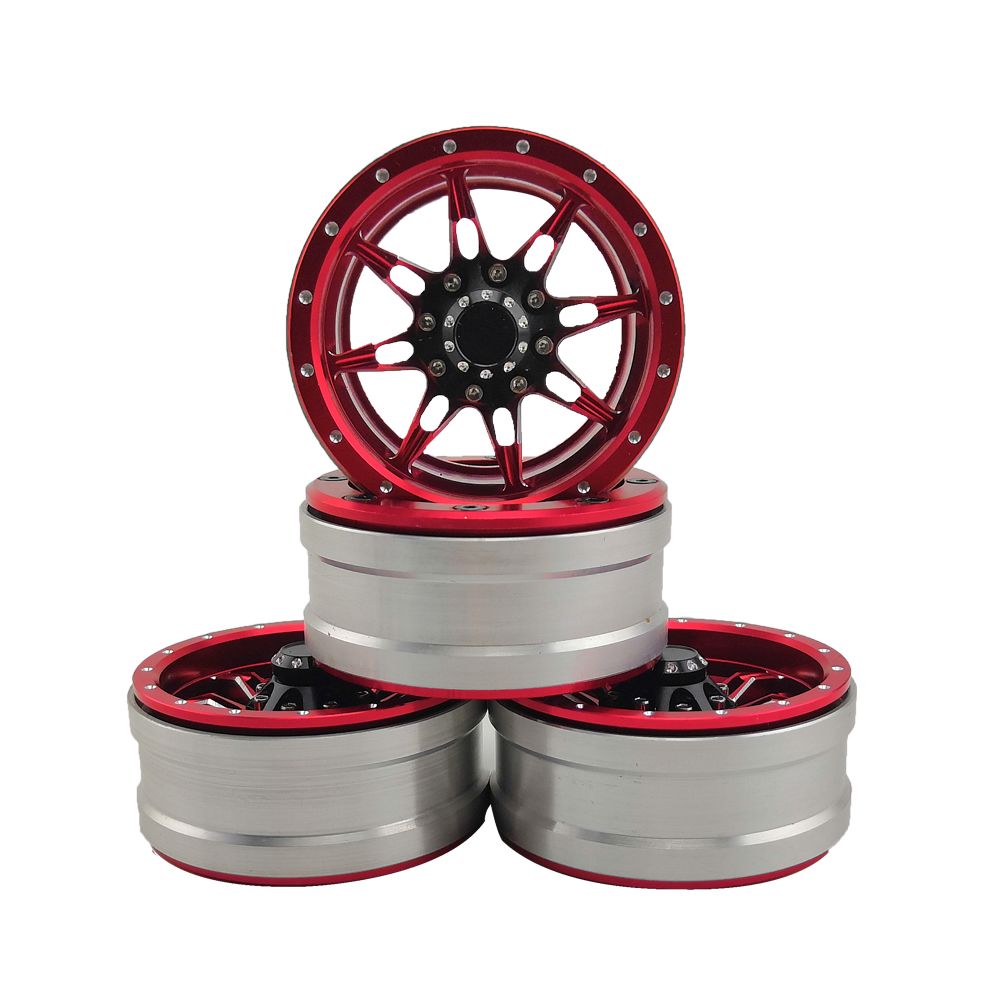 Hobby Details 1.9" Aluminum Wheels - Spider (4) (Red)
