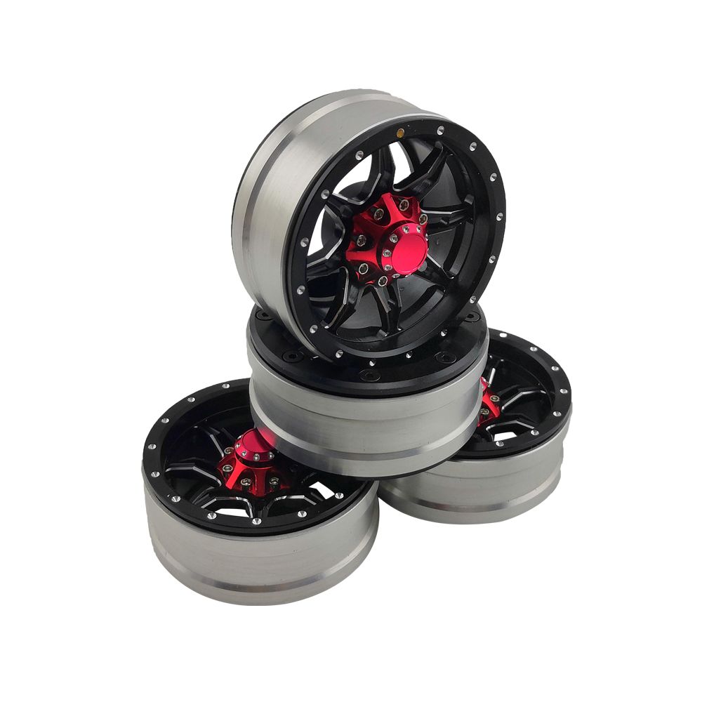 Hobby Details 1.9" Aluminum Wheels - Spider (4)(Black) - Click Image to Close