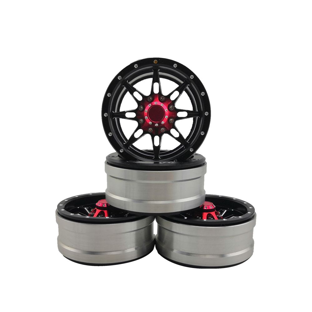 Hobby Details 1.9" Aluminum Wheels - Spider (4)(Black) - Click Image to Close