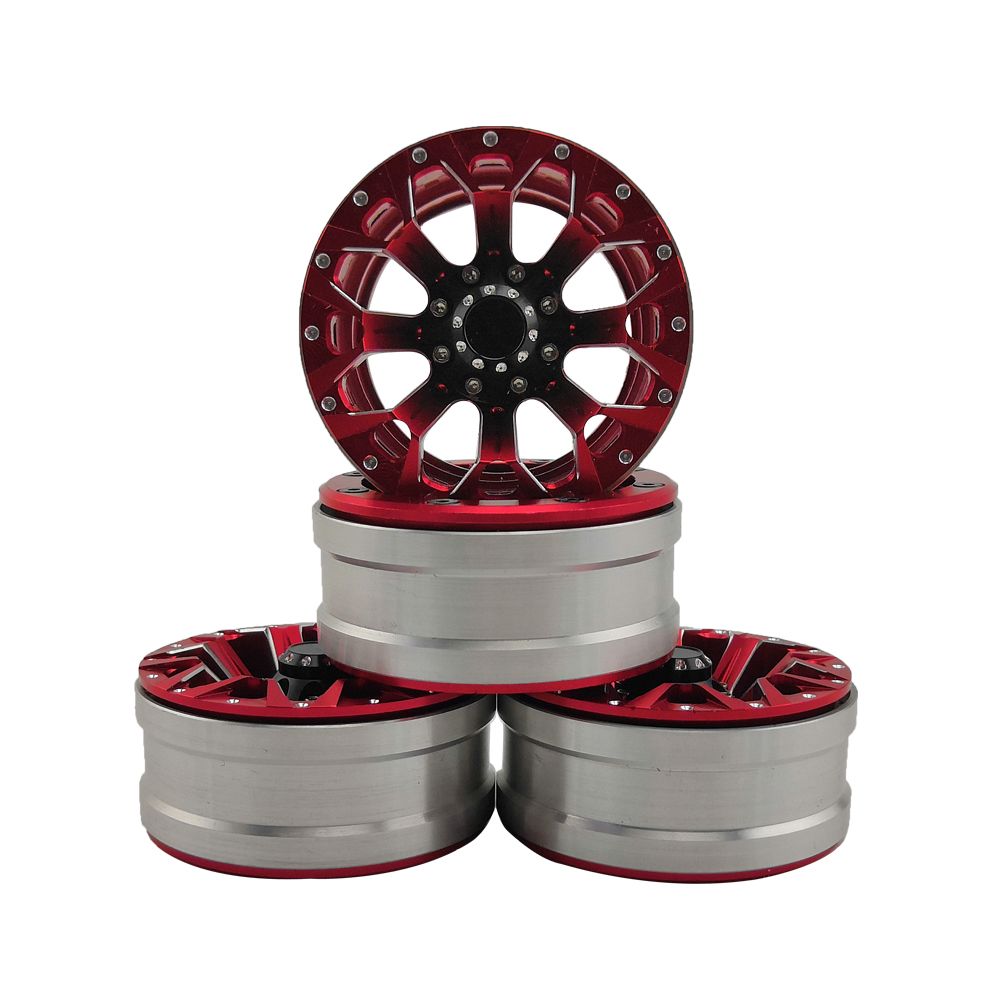 Hobby Details 1.9" Aluminum Wheels - Strong (4) (Red) - Click Image to Close