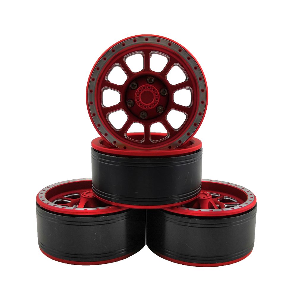 Hobby Details 1.9" Aluminum Wheels - Ten (4) (Red) - Click Image to Close