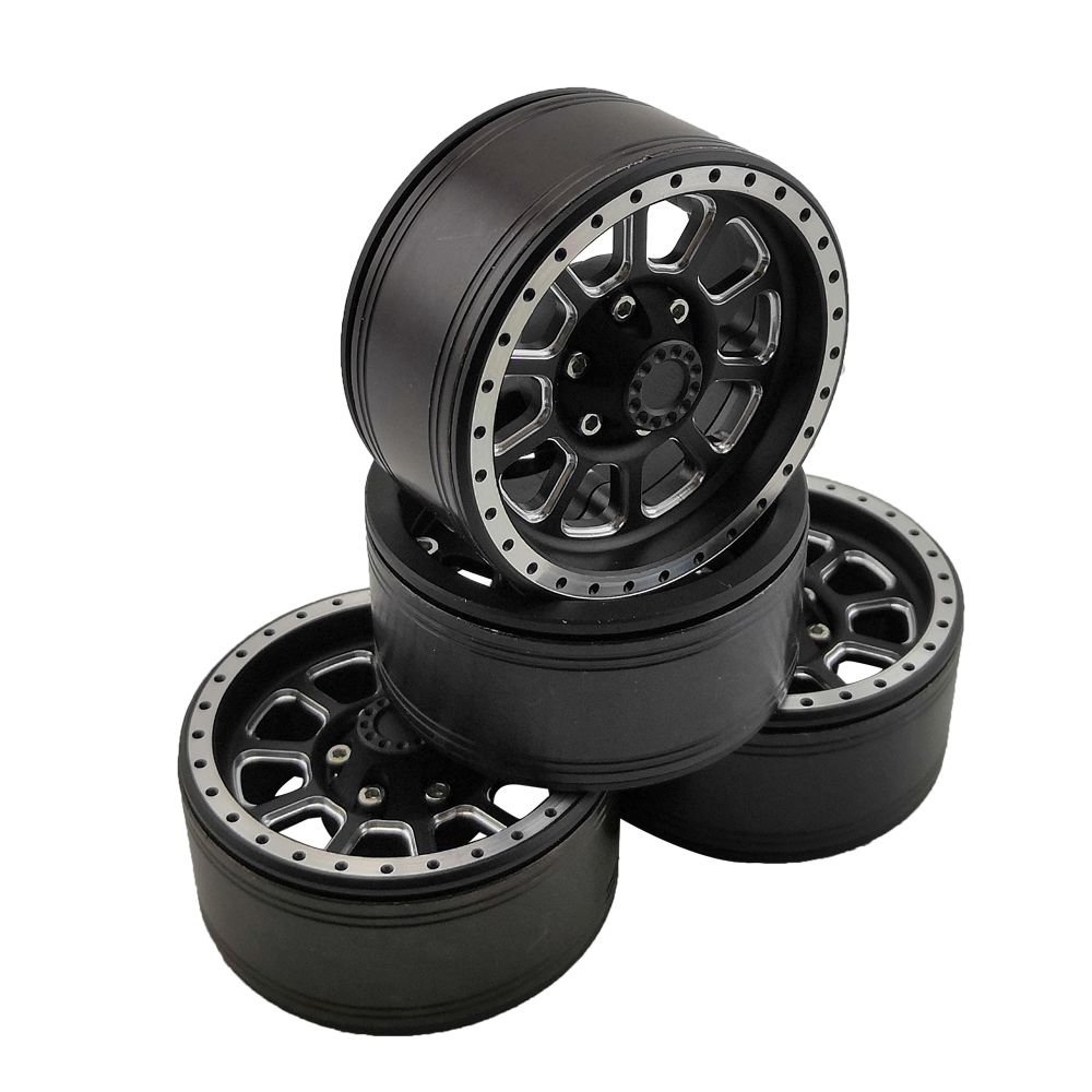 Hobby Details 1.9" Aluminum Wheels - Ten (4) (Black)