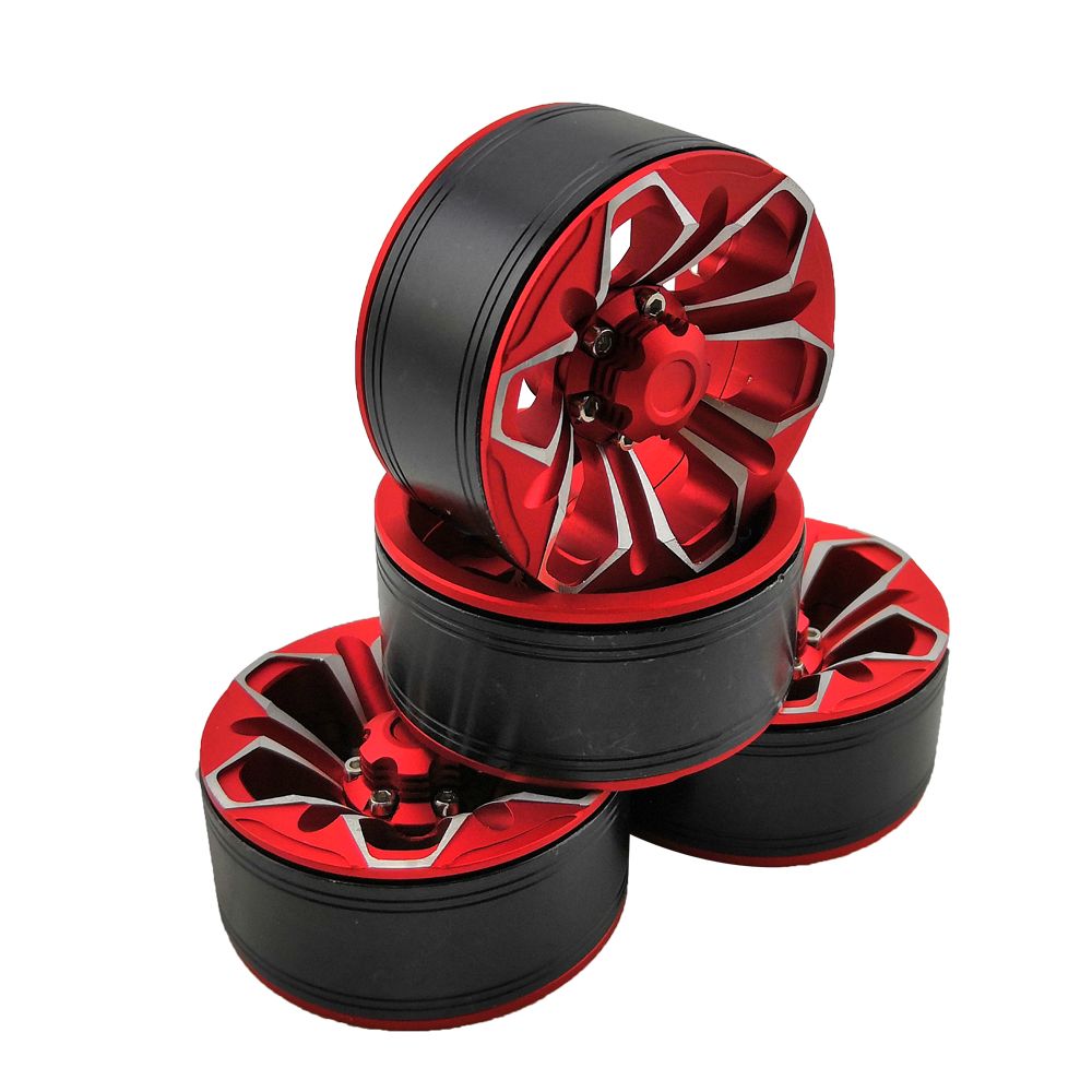 Hobby Details 1.9" Aluminum Wheels - Petals (4) (Red)