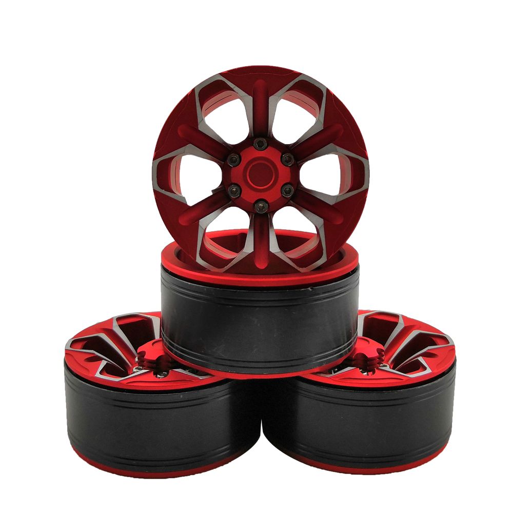 Hobby Details 1.9" Aluminum Wheels - Petals (4) (Red)