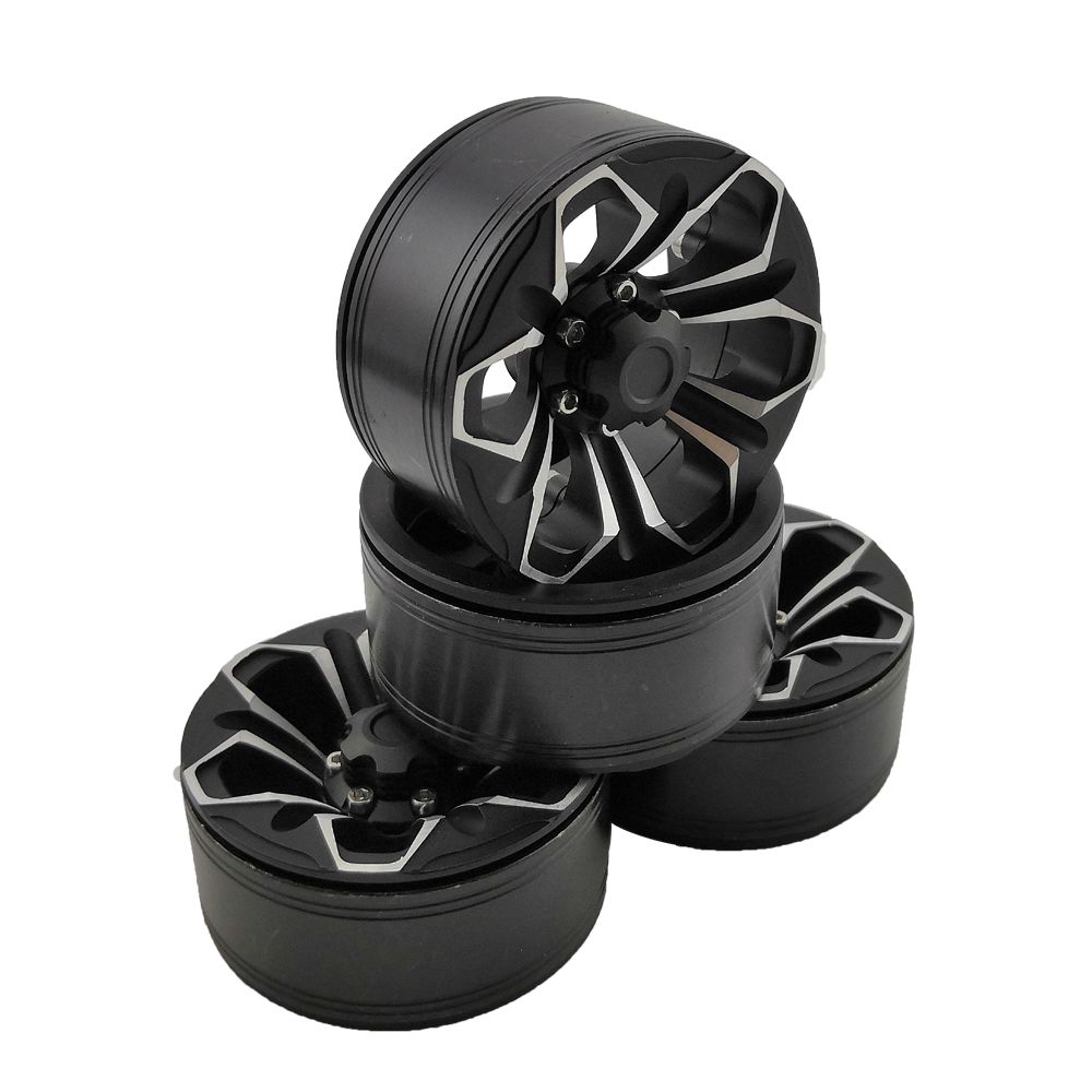 Hobby Details 1.9" Aluminum Wheels - Petals (4)(Black)