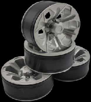 Hobby Details 1.9" Aluminum Wheels - Petals (4)(Silver) - Click Image to Close