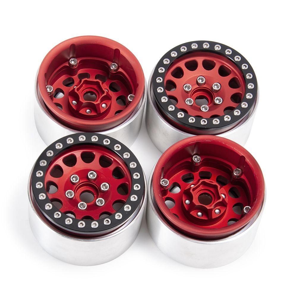 Hobby Details 1.9" Aluminum Wheels - M105 Red(4)(Black Ring)