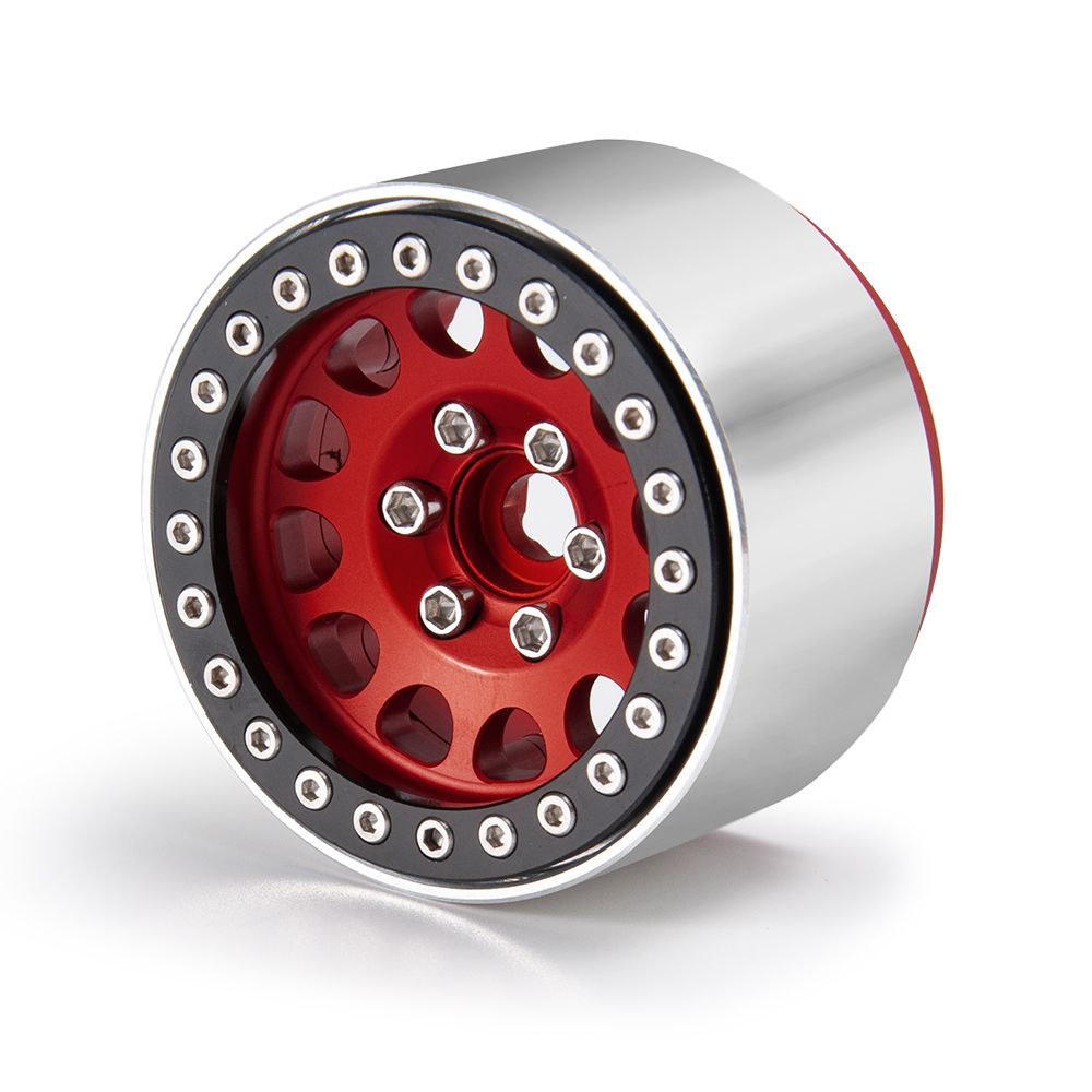 Hobby Details 1.9" Aluminum Wheels - M105 Red(4)(Black Ring) - Click Image to Close