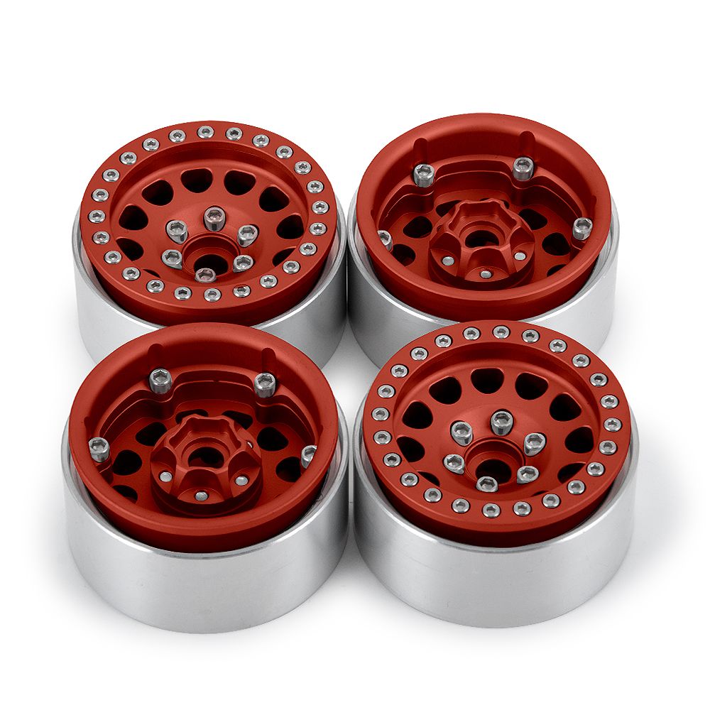 Hobby Details 1.9" Aluminum Wheels - M105 Red(4)(Red Ring) - Click Image to Close