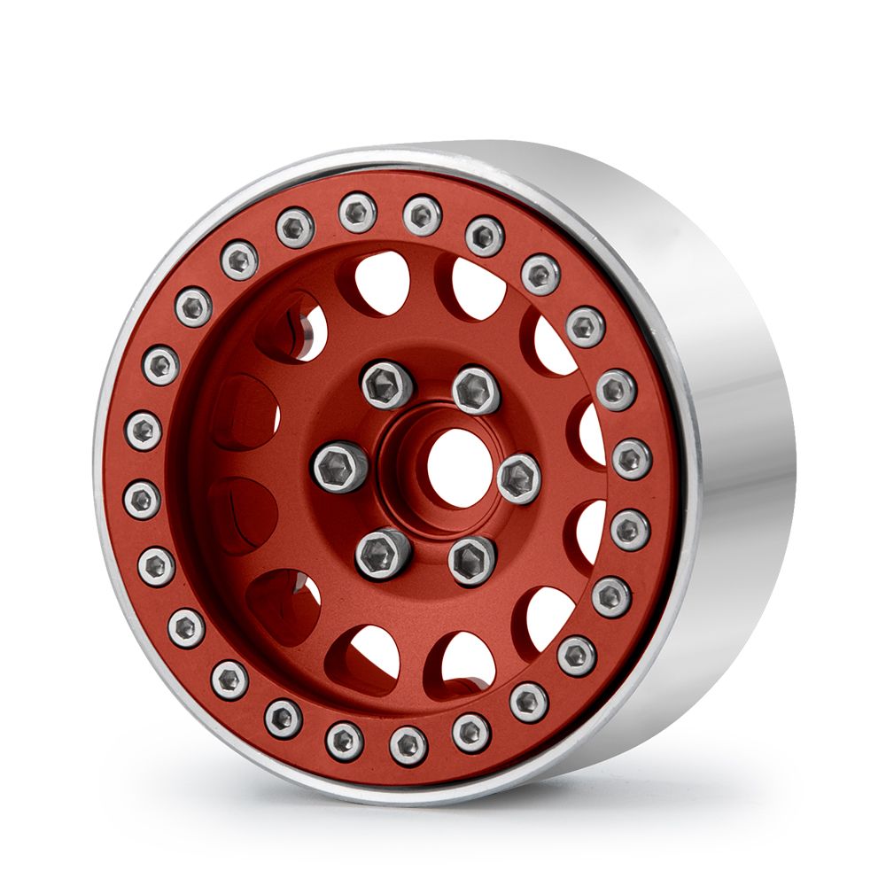 Hobby Details 1.9" Aluminum Wheels - M105 Red(4)(Red Ring) - Click Image to Close