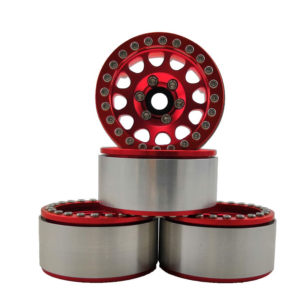 Hobby Details 1.9" Aluminum Wheels - M105 Red(4)(Red Ring)
