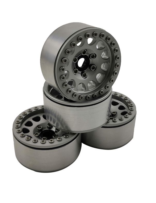 Hobby Details 1.9" Aluminum Wheels - M105 Silver(4)(Silver Ring) - Click Image to Close