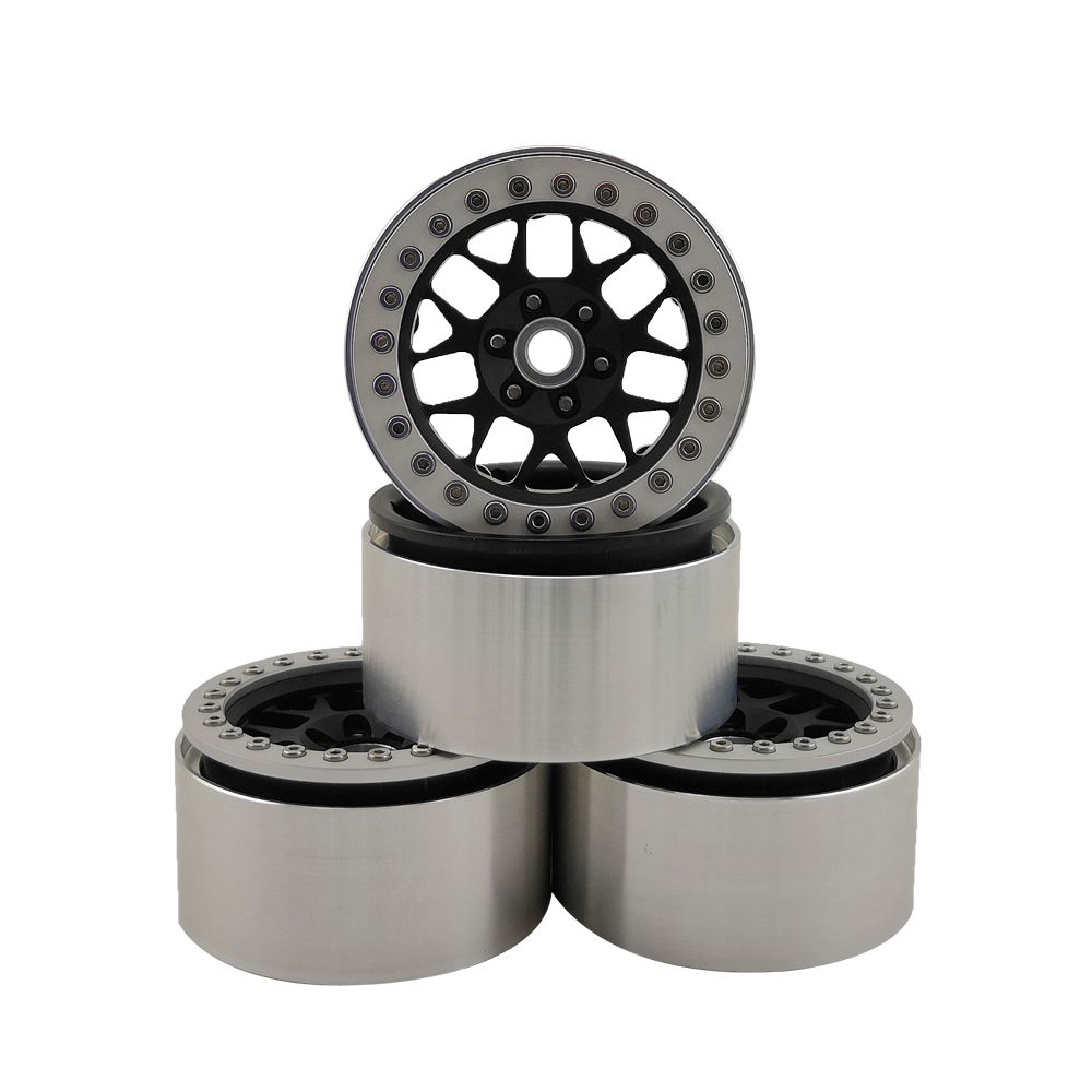Hobby Details 2.2" Aluminum Wheels - KM82 (4) (Black) - Click Image to Close