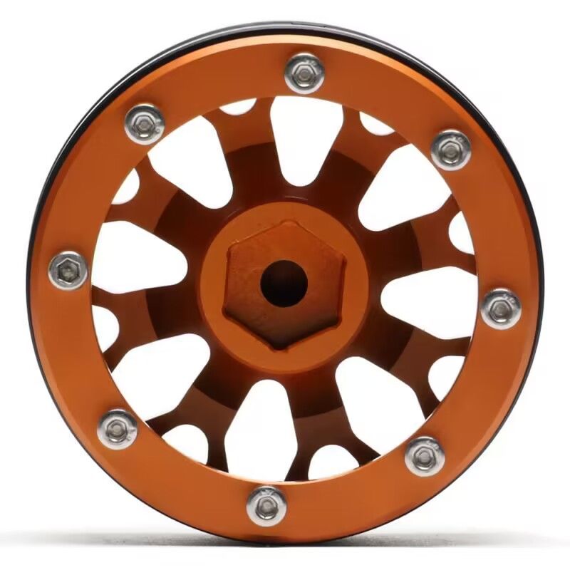 Hobby Details 1.9" Aluminum Wheels - Y Style (4)(Orange) - Click Image to Close