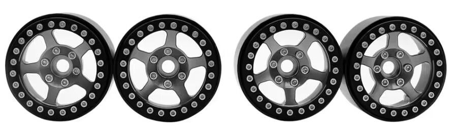 Hobby Details 1.9" Aluminum Wheels - 5 Stars (4)(Black Ti) - Click Image to Close