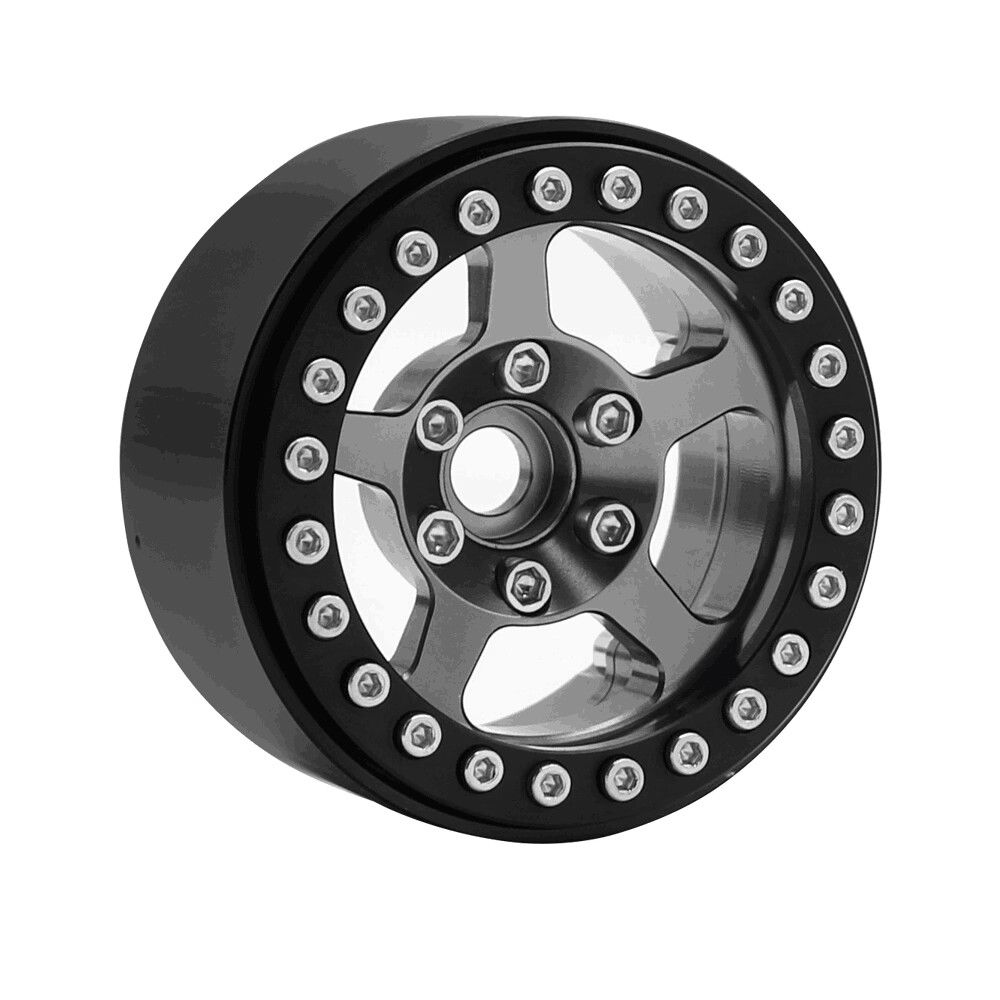 Hobby Details 1.9" Aluminum Wheels - 5 Stars (4)(Black Ti) - Click Image to Close