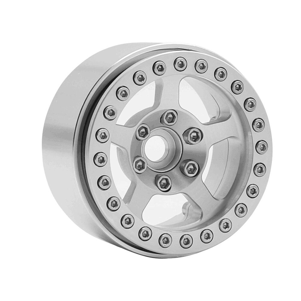 Hobby Details 1.9" Aluminum Wheels - 5 Stars (4)(Silver) - Click Image to Close