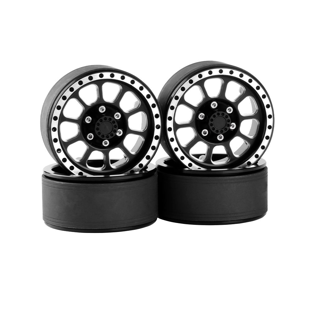 Hobby Details 1.9" Aluminum Wheels - Flower 10 Style(4)(Black)