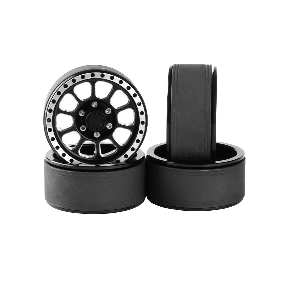 Hobby Details 1.9" Aluminum Wheels - Flower 10 Style(4)(Black) - Click Image to Close