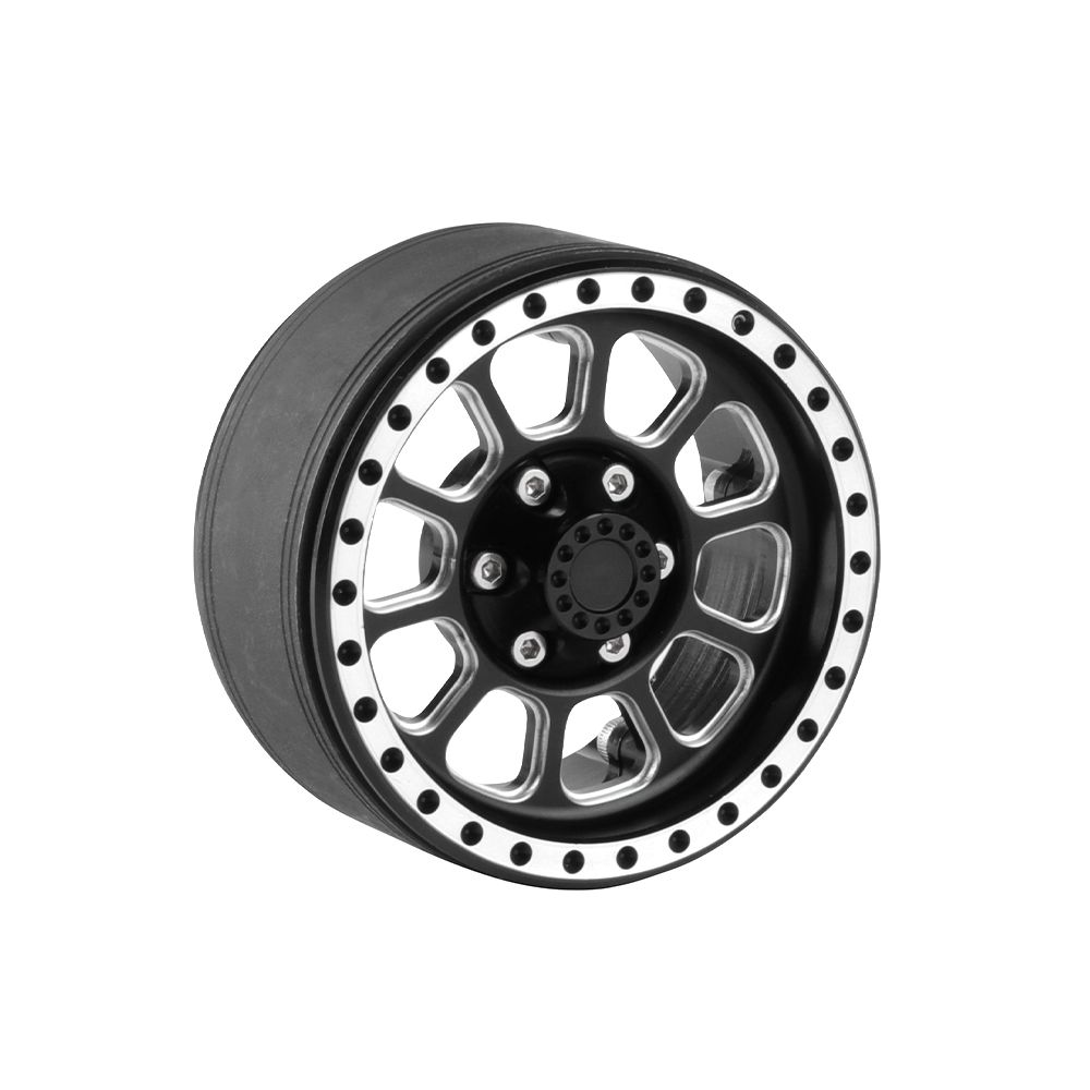 Hobby Details 1.9" Aluminum Wheels - Flower 10 Style(4)(Black) - Click Image to Close