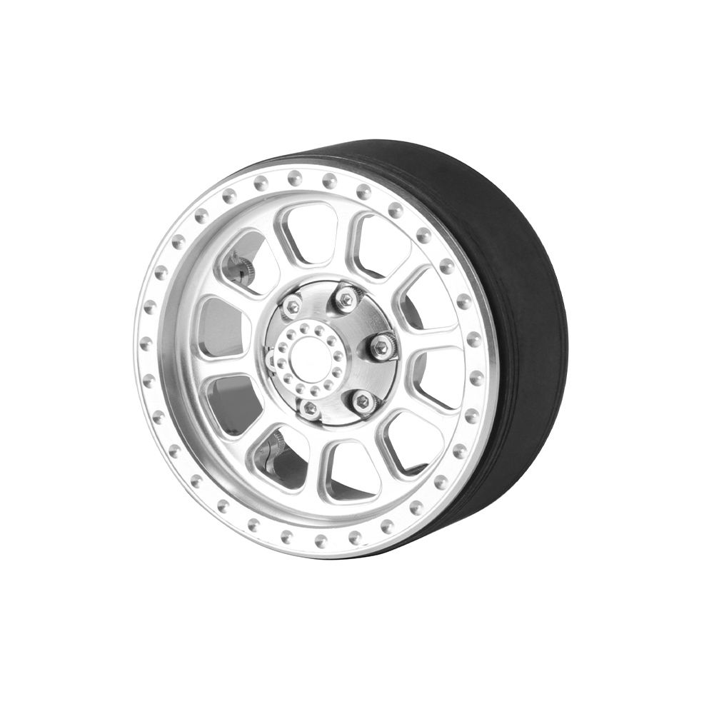 Hobby Details 1.9" Aluminum Wheels - Flower 10 Style(4)(Silver) - Click Image to Close