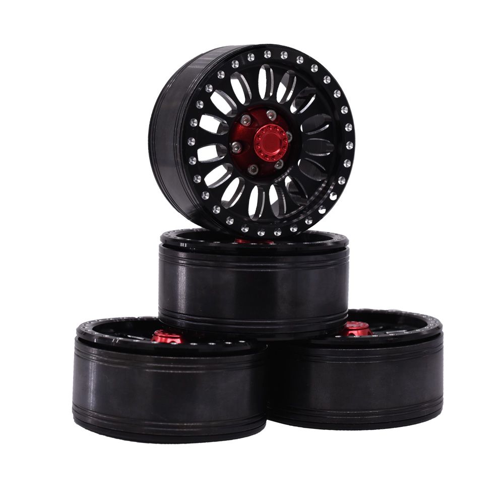 Hobby Details 1.9" Aluminum Wheels - Flower Black (4) - Click Image to Close