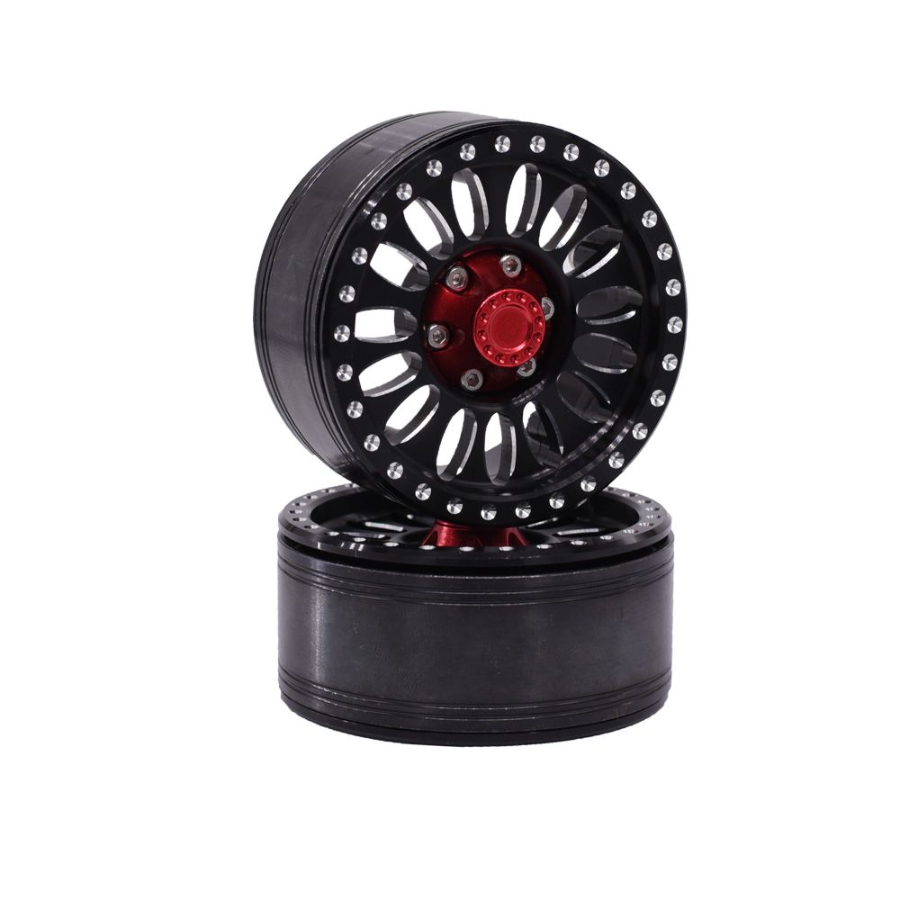 Hobby Details 1.9" Aluminum Wheels - Flower Black (4) - Click Image to Close