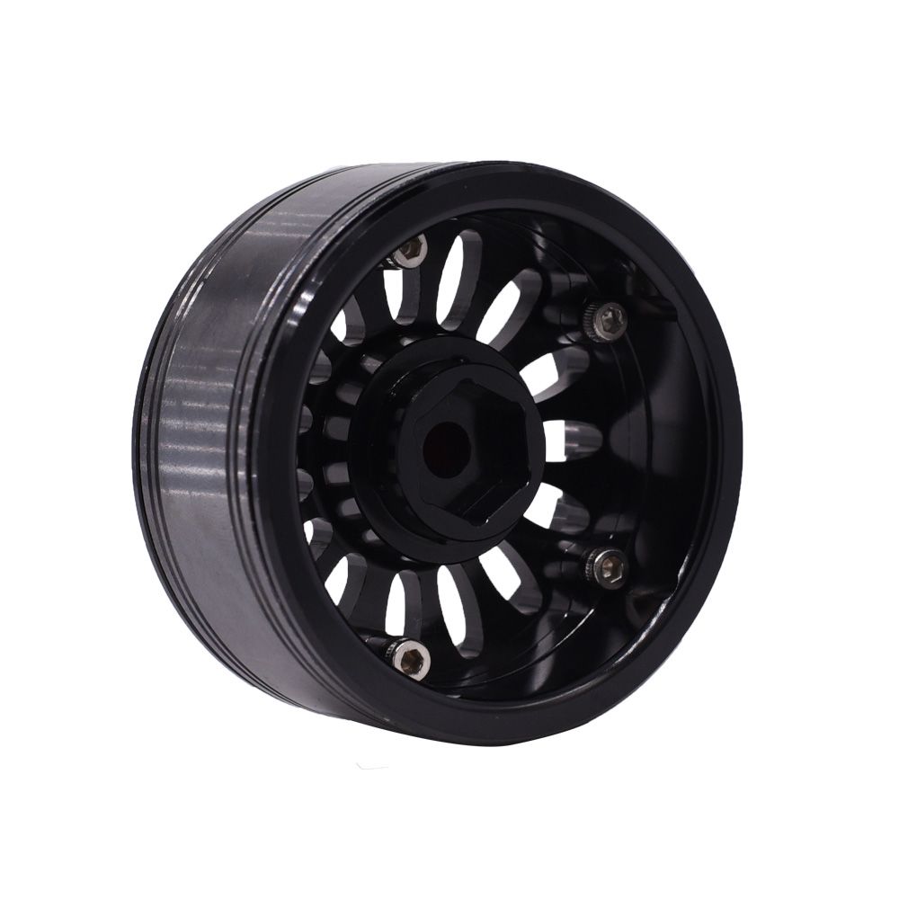 Hobby Details 1.9" Aluminum Wheels - Flower Black (4) - Click Image to Close