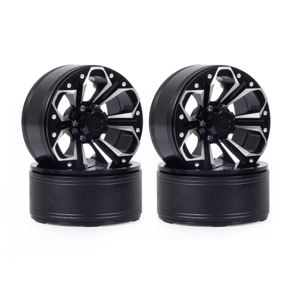 Hobby Details 1.9" Aluminum Wheels - Petal 6 Style (4) (Black)