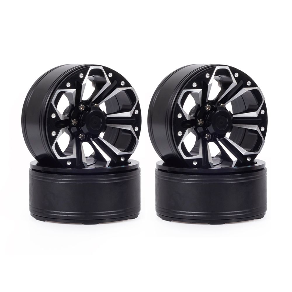 Hobby Details 1.9" Aluminum Wheels - Petal 6 Style (4) (Black) - Click Image to Close