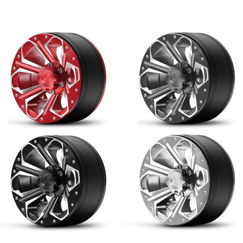 Hobby Details 1.9" Aluminum Wheels - Petal 6 Style (4) (Black)