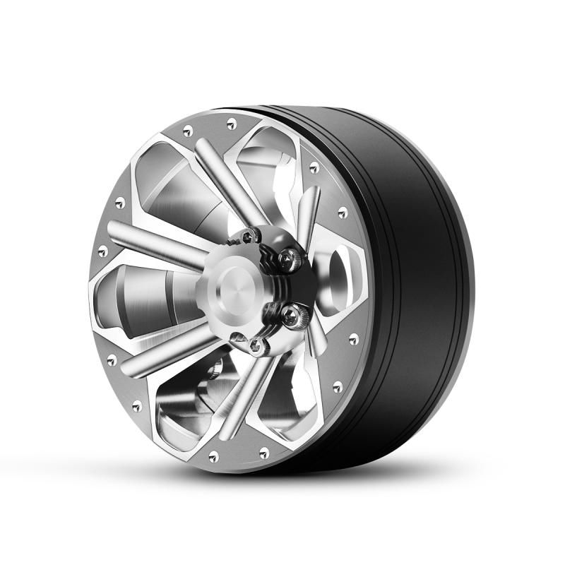 Hobby Details 1.9" Aluminum Wheels - Petal 6 Style (4) (Silver) - Click Image to Close