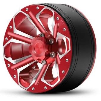 Hobby Details 1.9" Aluminum Wheels - Petal 6 Style (4) (Red)