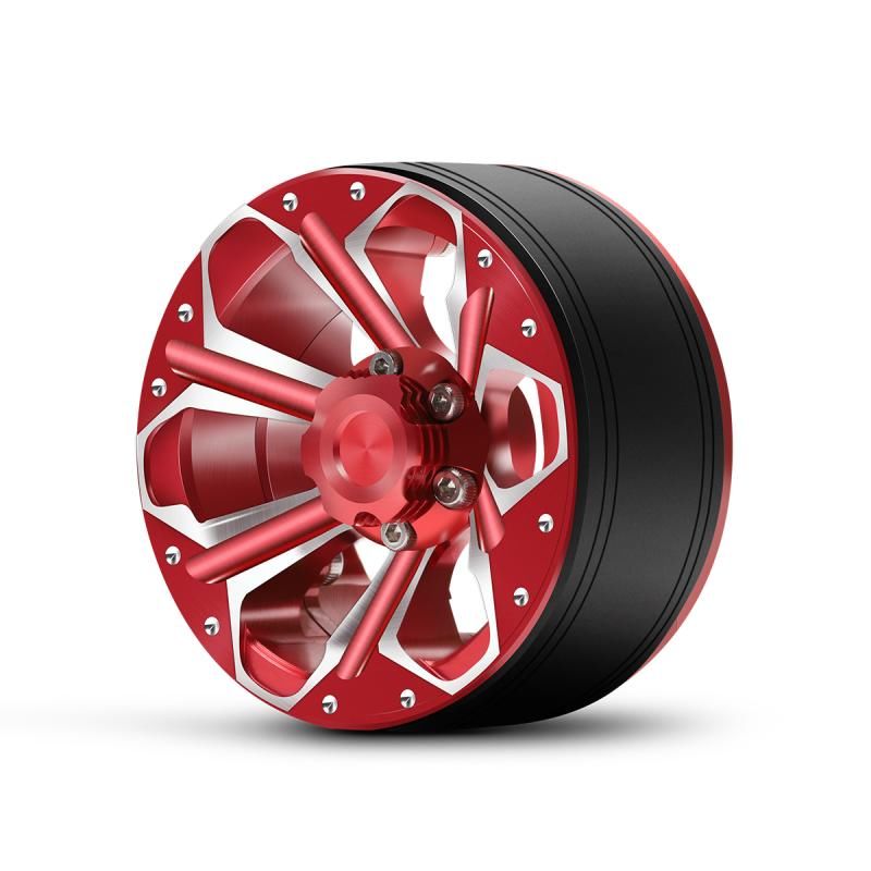 Hobby Details 1.9" Aluminum Wheels - Petal 6 Style (4) (Red) - Click Image to Close