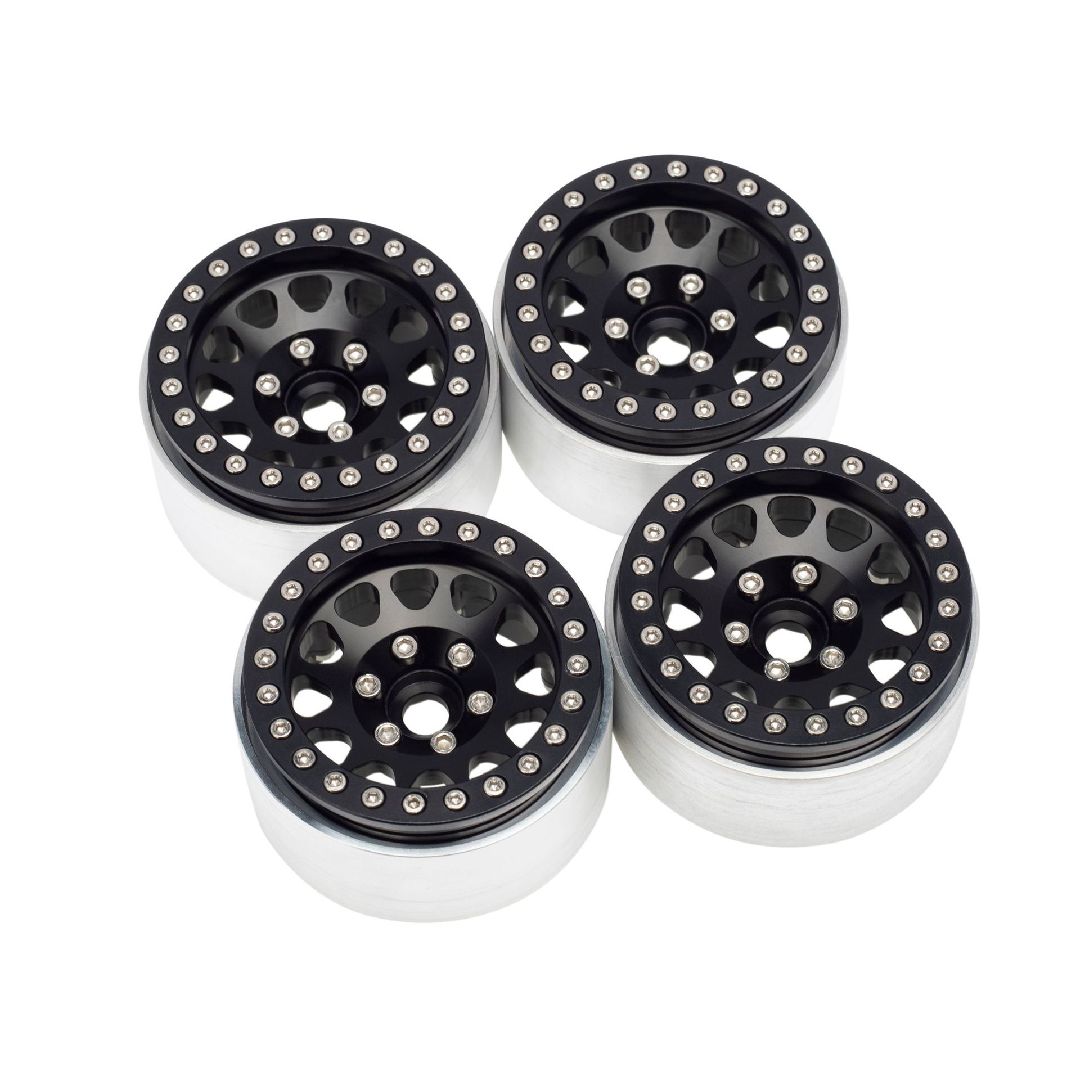 Hobby Details 1.9" Aluminum Triangle Beadlock Wheels - Black (4) - Click Image to Close