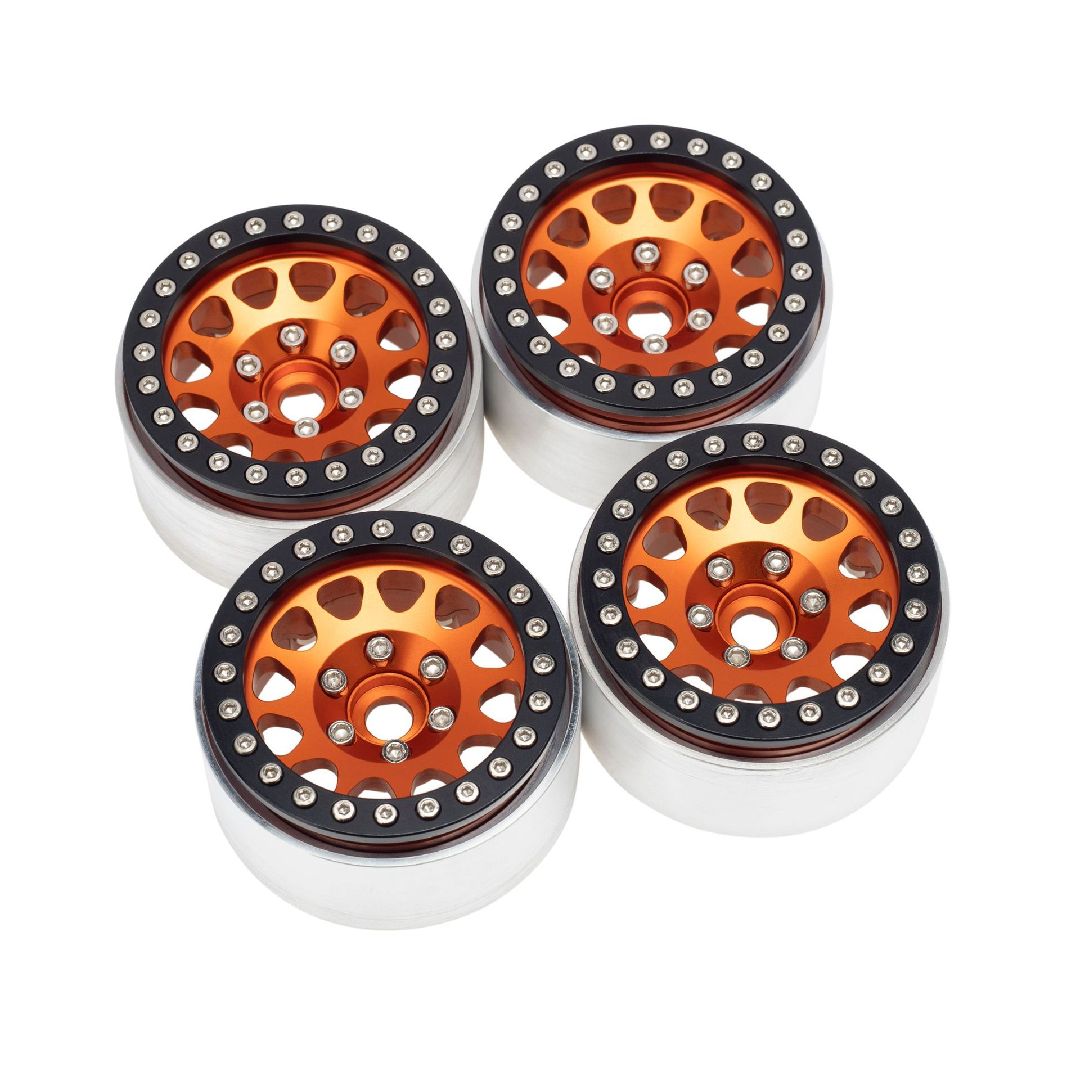 Hobby Details 1.9" Aluminum Triangle Beadlock Wheels - Orange(4)