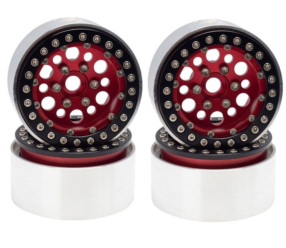 Hobby Details 1.9" AL Big-Small Round Beadlock Wheels - Red (4)