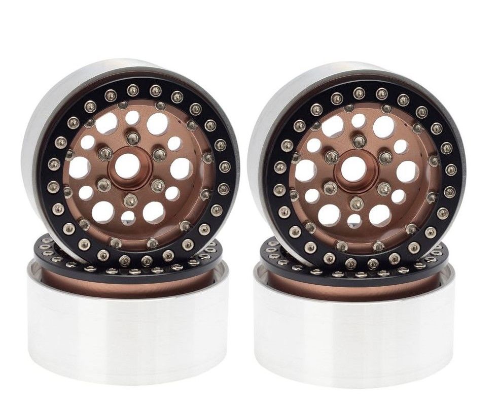 Hobby Details 1.9" AL Big-Small Round Beadlock Wheels- Coffee(4)