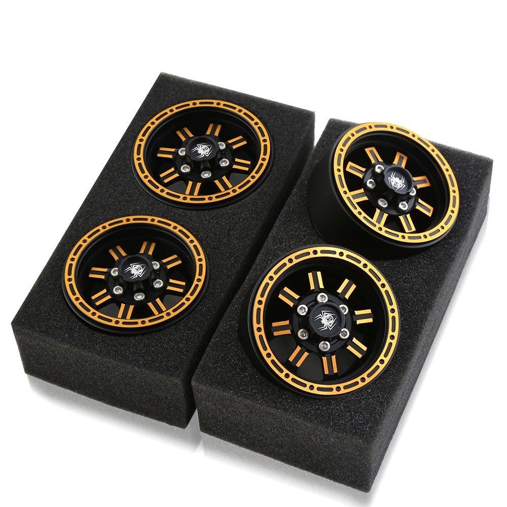 Hobby Details 1.9" AL Double Row Beadlock Wheels-Black/Gold (4)