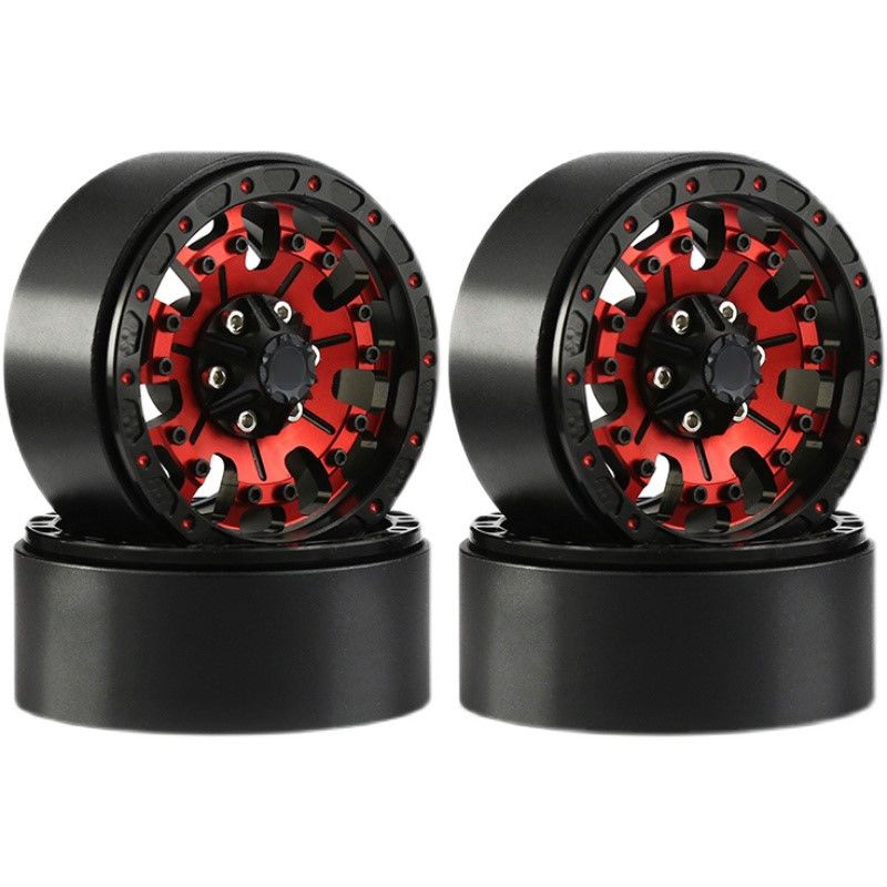 Hobby Details 1.9" AL Quality-Anger Beadlock Wheels-Blk/Red(4)