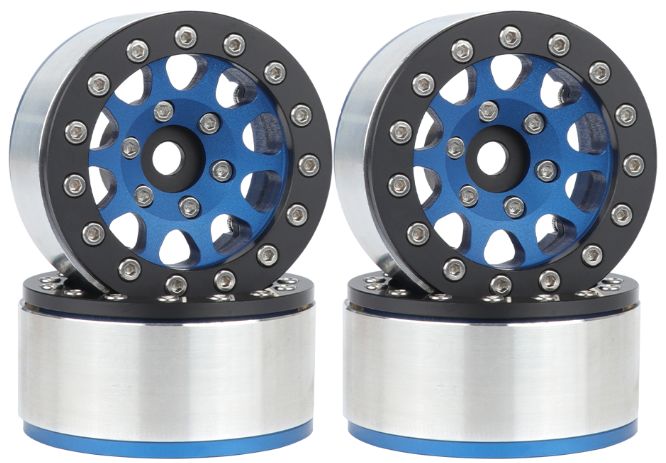 Hobby Details 1.55" Alum CNC BeadLock Wheel - Blue Black (4) - Click Image to Close