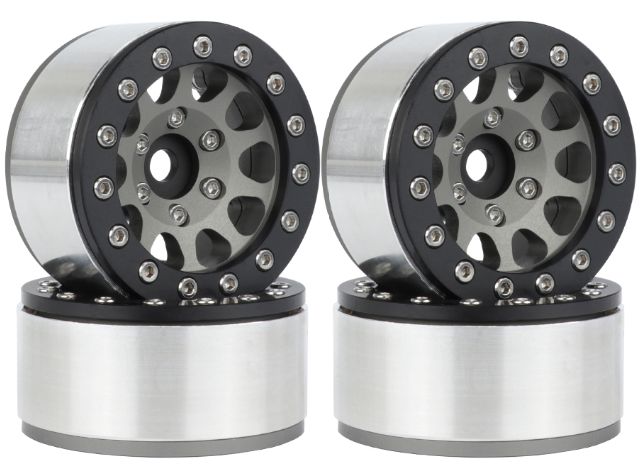 Hobby Details 1.55" Alum CNC BeadLock Wheels - Ti Black (4) - Click Image to Close