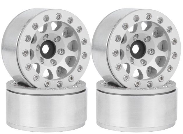 Hobby Details 1.55" Alum CNC BeadLock Wheels - Silver (4)