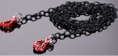 Hobby Details 1/10 RC Crawler Accessories Tow Chain with Premium Red Hooks, Black Chain: 890mm