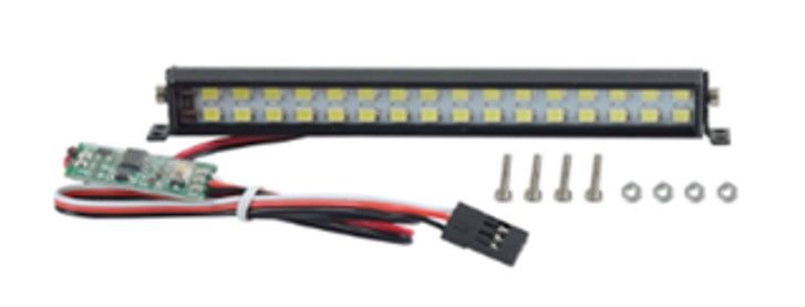 Hobby Details 1/10 Double Row Light Bar - 32 LED (White) 5-8V, Roof Mount, Receiver Plug 102x10.3mm